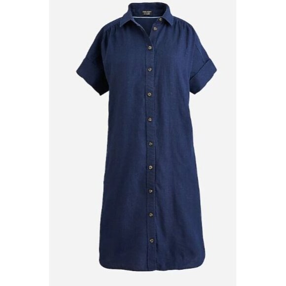 J.Crew Women's 100% Linen Baird McNutt Irish Linen Navy Shirtdress Size Small - Picture 1 of 12